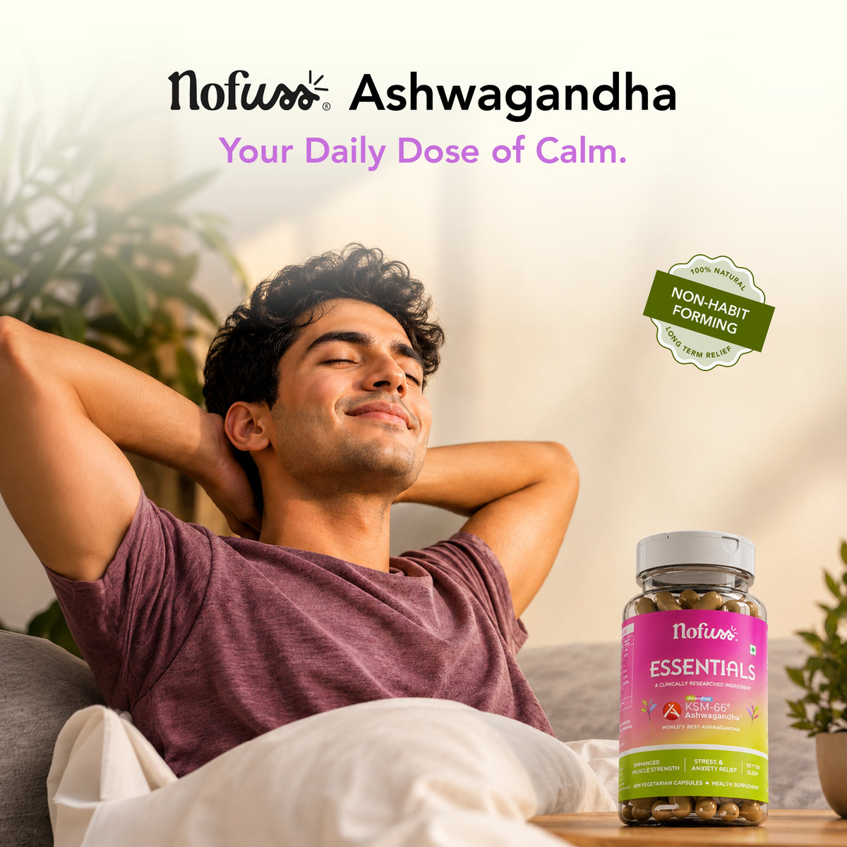 NoFuss Ashwagandha Capsule- Your daily dose of calm.