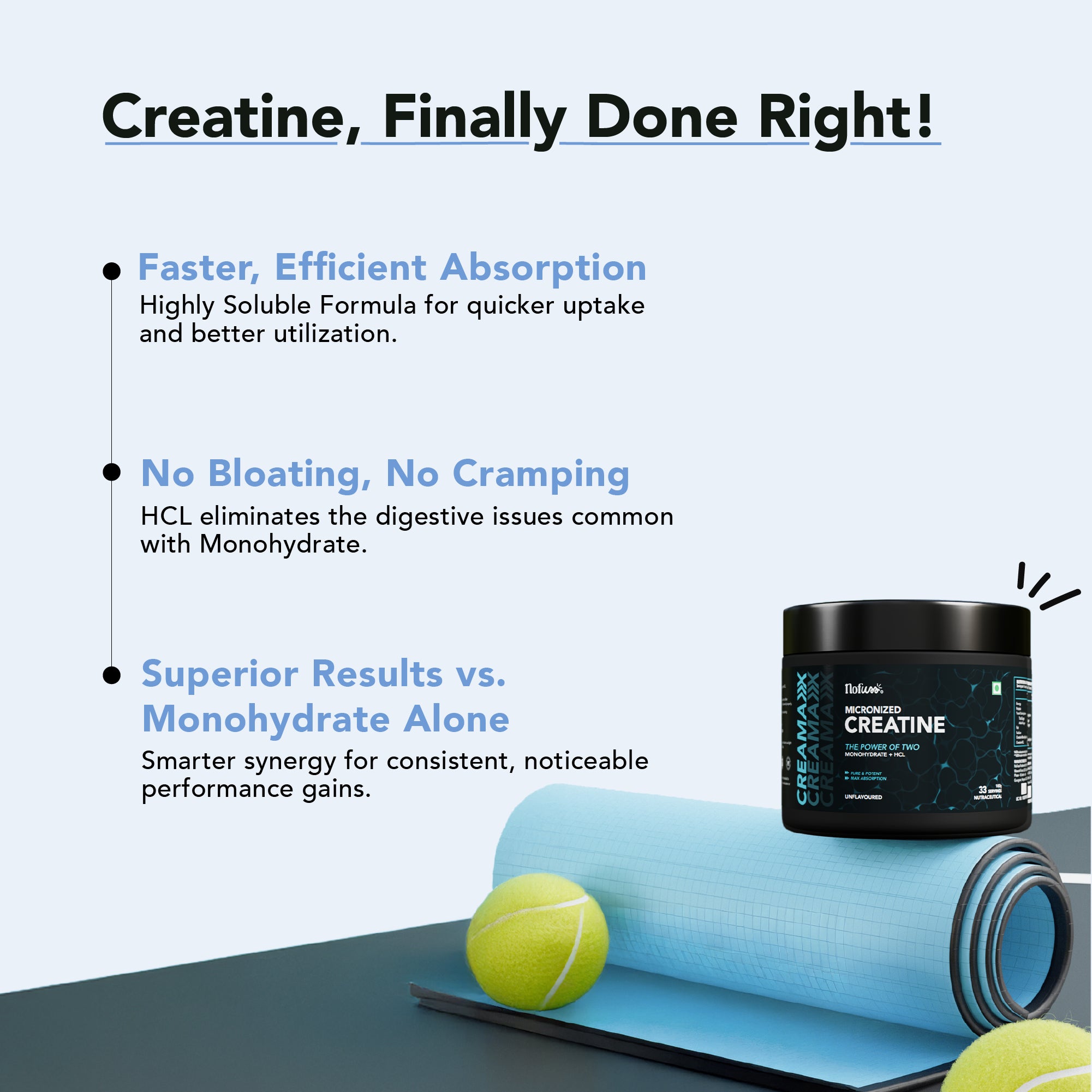 NoFuss CreaMaxx Creatine- USPs