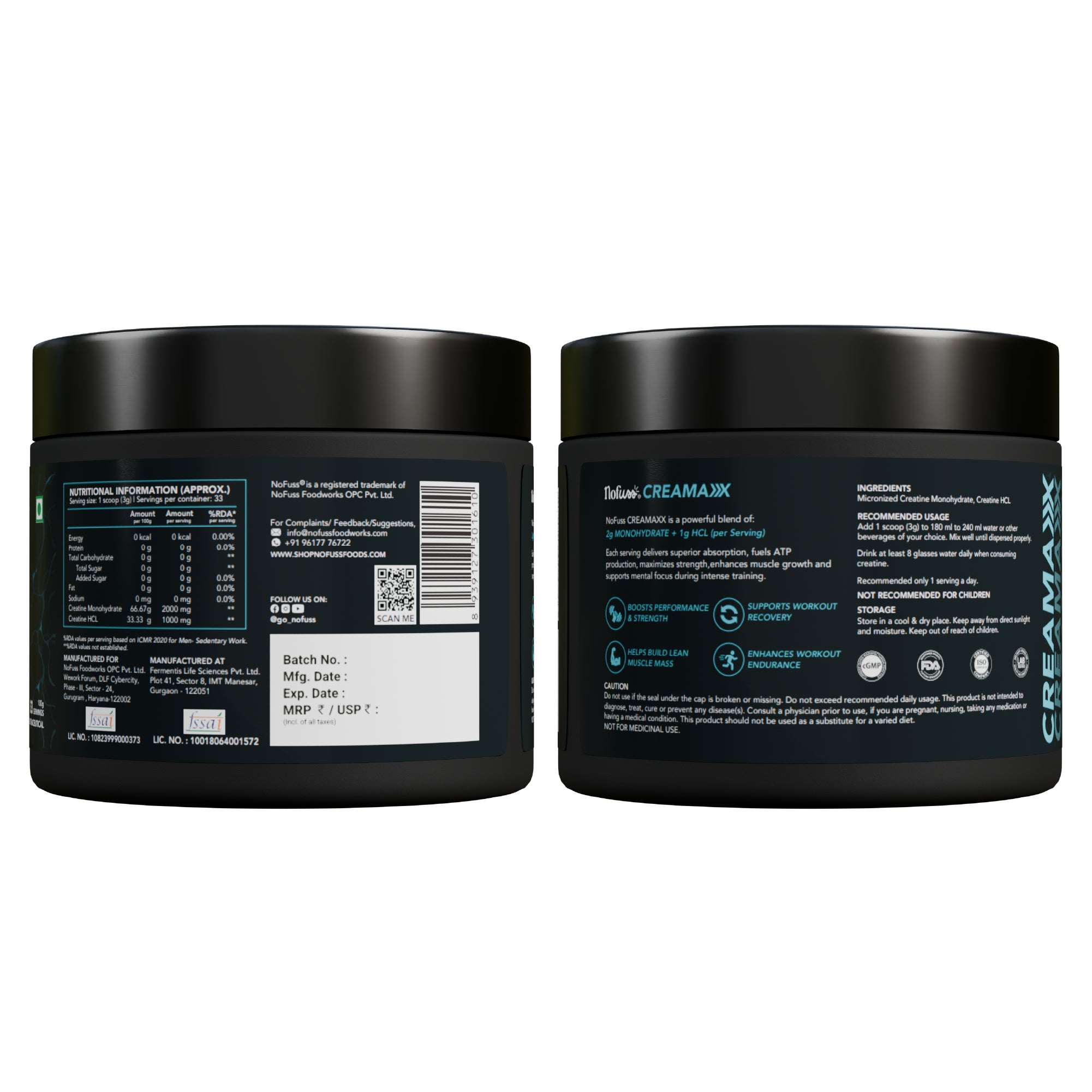 NoFuss CreaMaxx Creatine- Back of the Pack