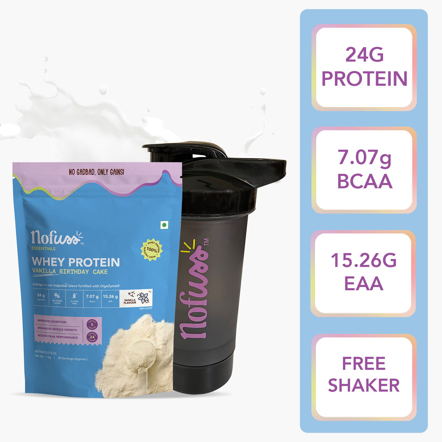 NoFuss Essentials Whey Protein - Vanilla Birthday Cake