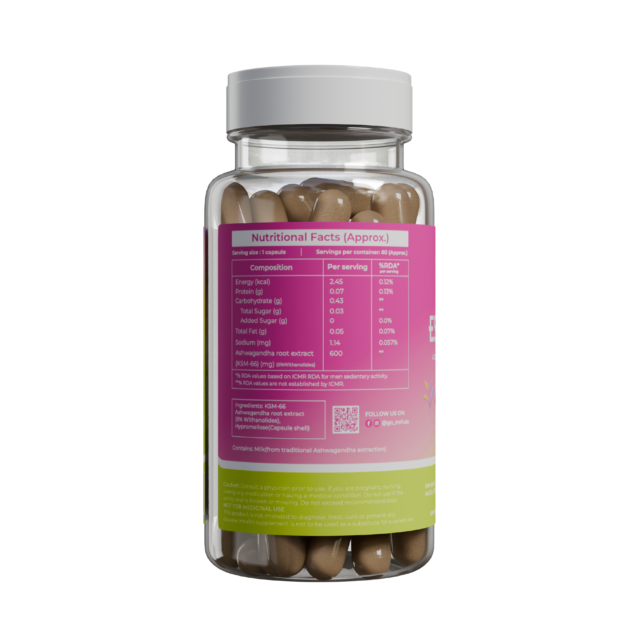NoFuss Ashwagandha- Nutritional Facts